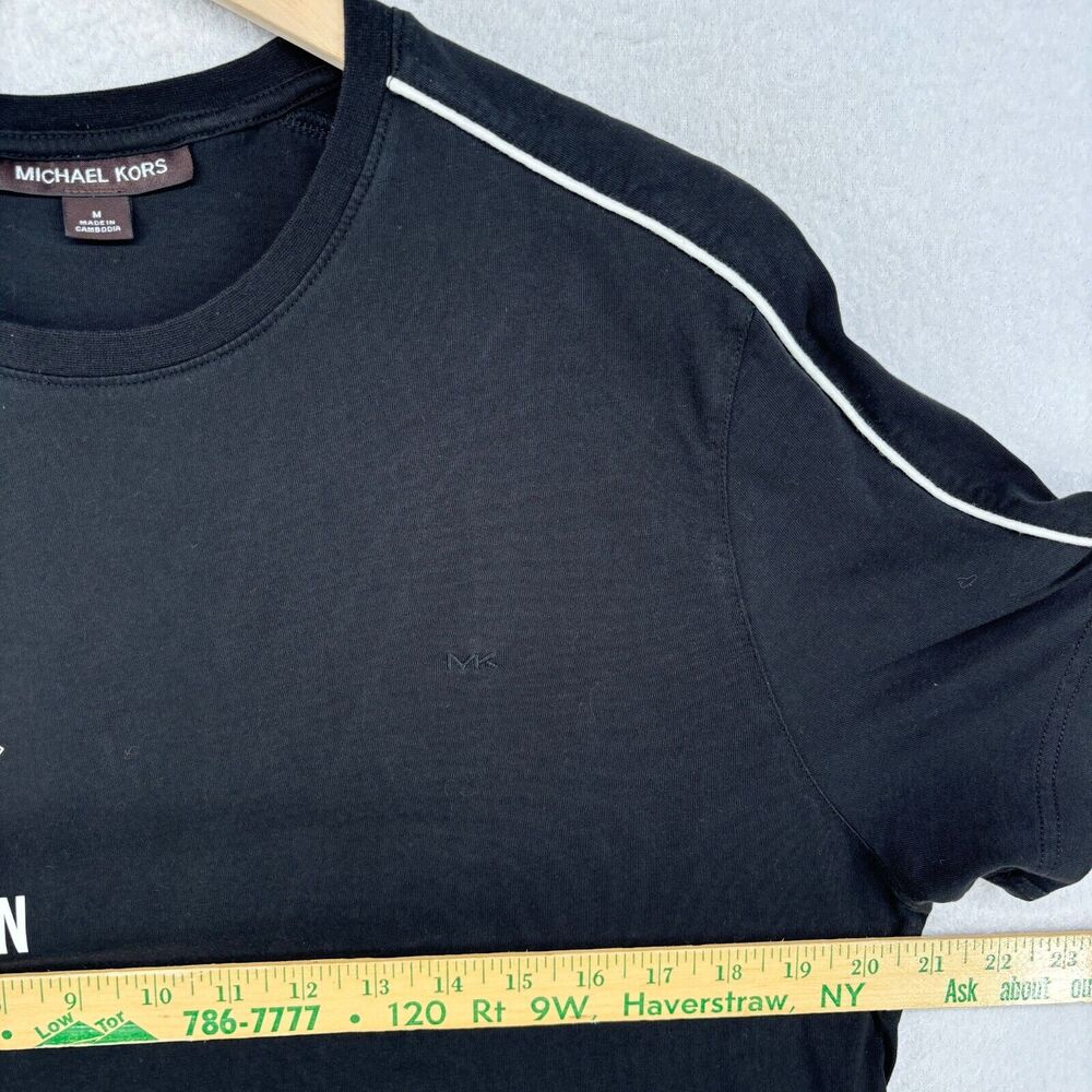 MICHAEL KORS Shirt Mens M MK Bulldog Graphic Short Sleeve Tee Cotton Black - Picture 13 of 15